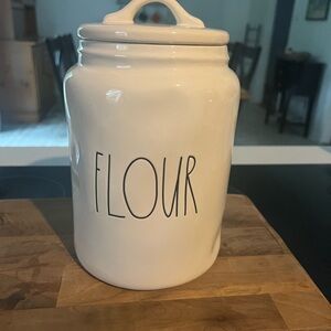 White Ceramic Flour Canister- Rae Dunn